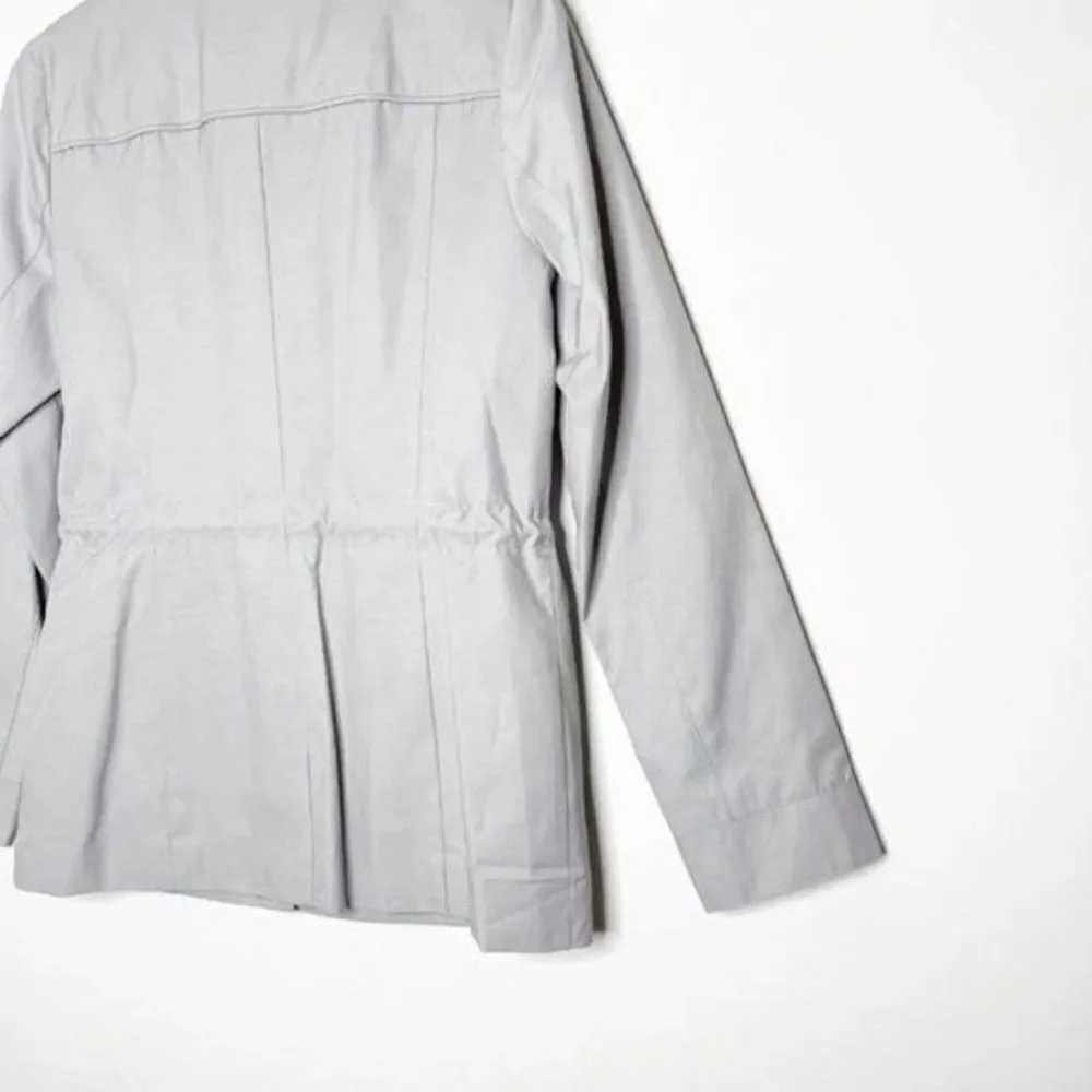 NWT Cole Haan Utility Anorak Jacket Fog Gray Drawstring Waist Small Coastal Chic